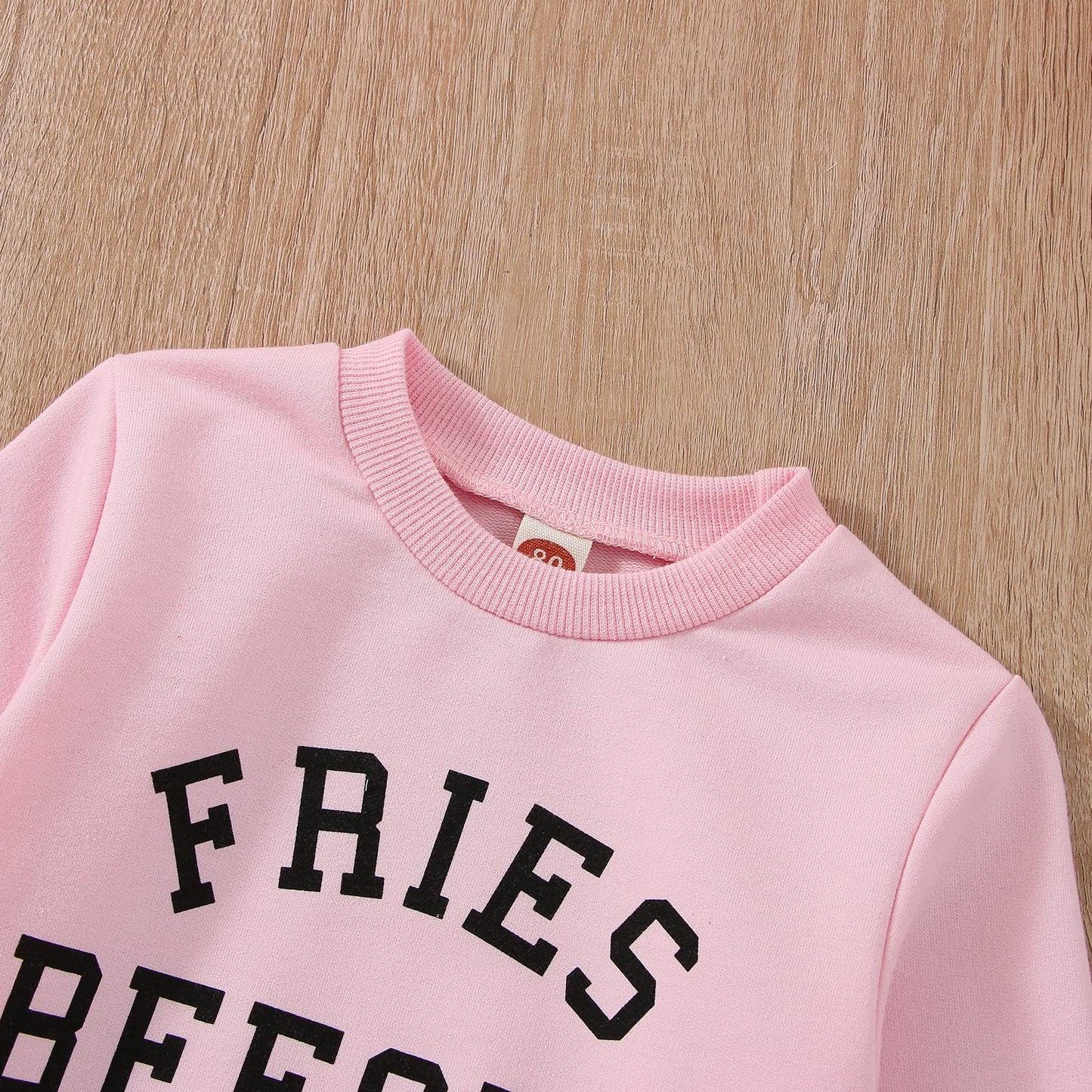 Toddler Baby Girl Valentines Day Outfit Crewneck Sweatshirt Long Sleeve Pullover Sweater Shirt Spring Clothes (Fries Before Guys