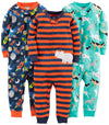 Simple Joys By Carter'S Baby Boys' 3-Pack Snug Fit Footless Cotton Pajamas, Navy Space/Rust Stripe/Turquoise Green Dogs, 6-9 Mon