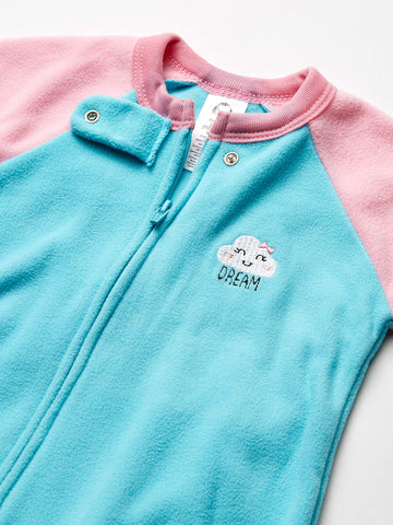 Gerber Toddler Baby Girls Flame Resistant Fleece Footed Pajamas 2-Pack, Blue/Pink Clouds, 4T