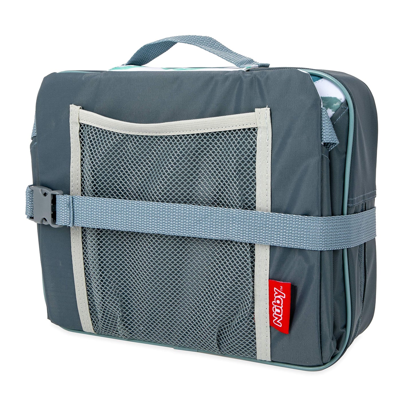 Nuby Easy Go Booster Seat - Travel Booster Seat For Babies And Toddlers - Holds Up To 50 Pounds - 9+ Months - Gray Chevron