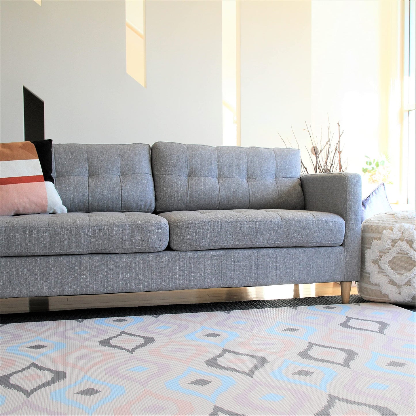 Cushmat Stylish Reversible Foam Play Mat (Large, Luxe Nat - Sage Grey Star) - Soft, Waterproof, Durable Play Mat For Infants, Ba