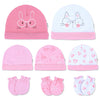 Dokma Organic Cotton Baby Mittens And Caps Set - Mittens For Newborn 0-6 Months - Ultra Soft, No Scratch - 5 Caps X 3 Mittens