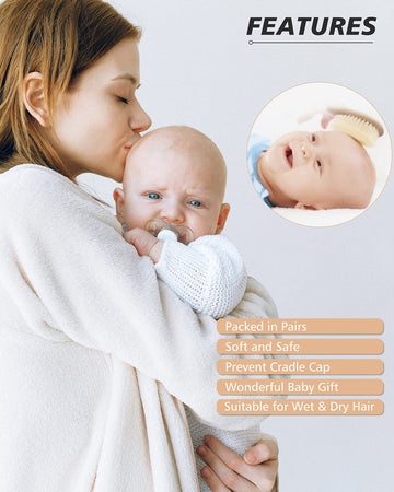 Baby Hair Brush, 2 Pcs Baby Hair Brush With Wooden Handle, Natural Soft Goat Bristles Cradle Cap Brush For Newborns & Toddlers