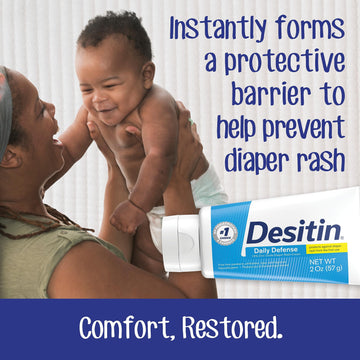 Desitin Daily Defense Baby Diaper Rash Cream With Zinc Oxide To Treat, Relieve & Prevent Diaper Rash, Hypoallergenic, Dye-, Phth