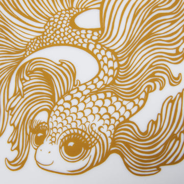 Modern-Twist Bucket-Bib 100% Food-Grade Silicone, Waterproof And Reusable, Goldfish - Cloud