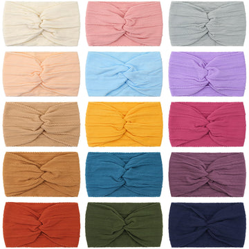 Bbgifts 15Pcs Baby Nylon Headbands 3.5 Inches Handmade Jacquard Weave Elastic Headbands For Baby Girls Newborn Infant Toddlers K