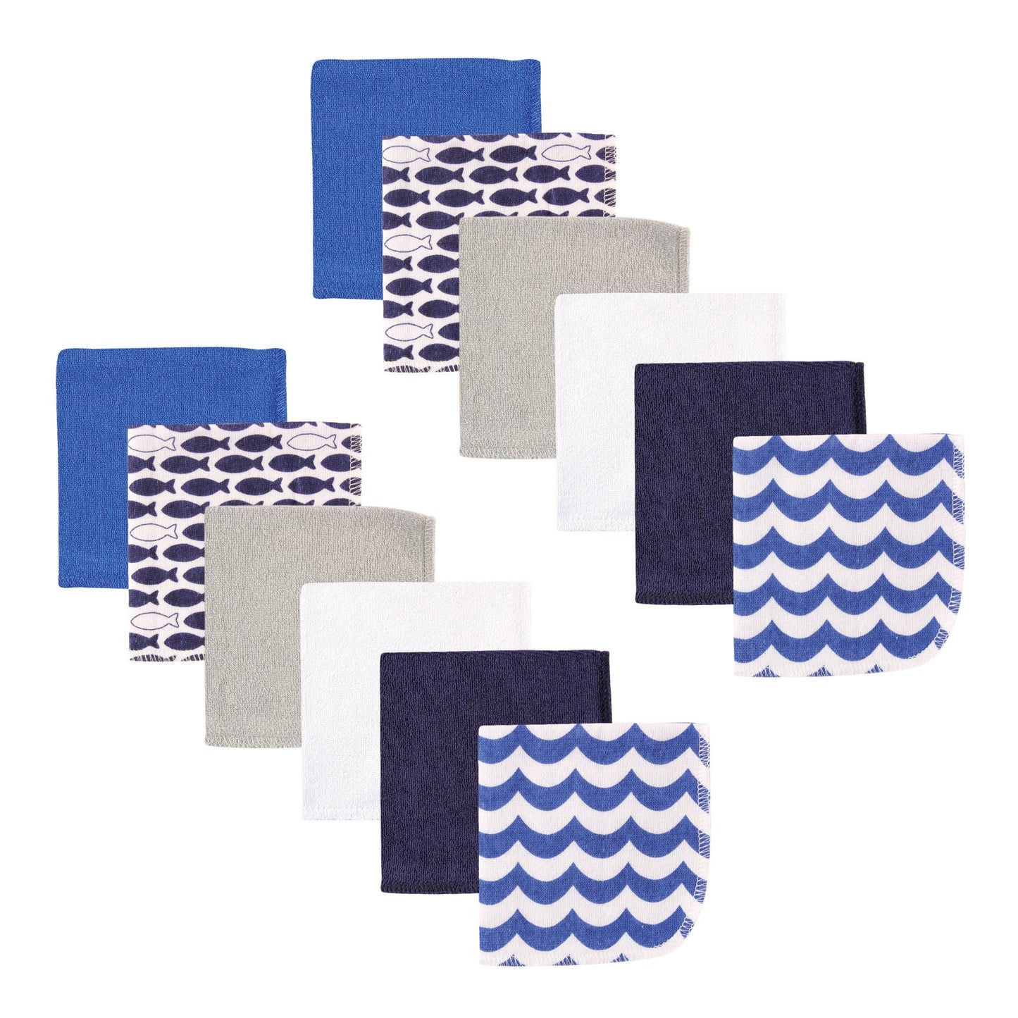 Luvable Friends Unisex Baby Cotton Rich Washcloths, Fishes, One Size