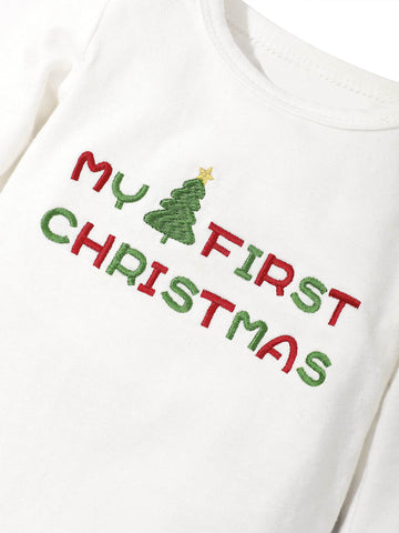 Abbence My First Christmas Baby Girl Boy Christmas Outfit,Baby 1St Christmas 4Pcs 6-9 Months