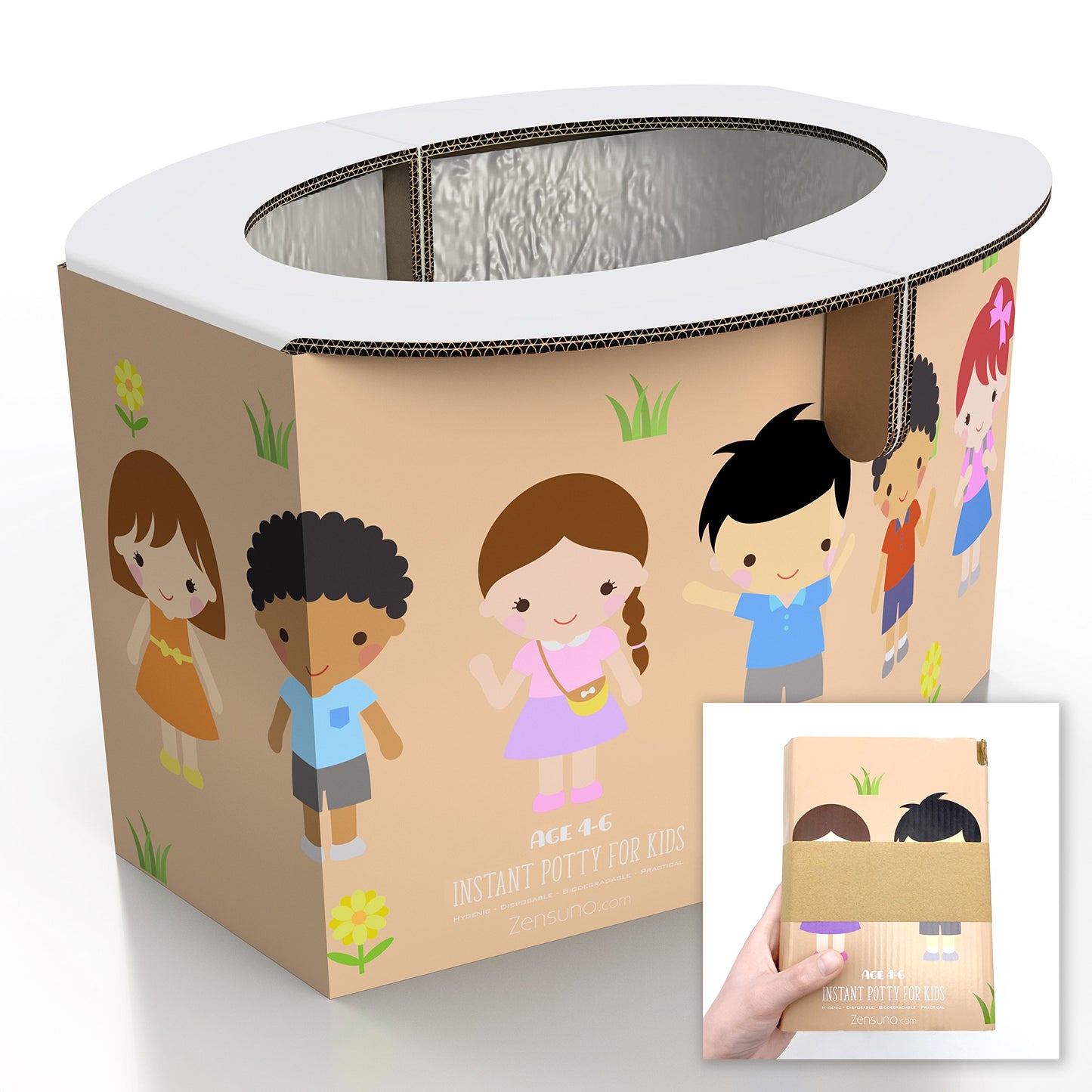 Zensuno Emergency Foldable Portable Disposable Hygienic Instant Potty for Kids Toddlers Small Children and Babies, Great for Roa
