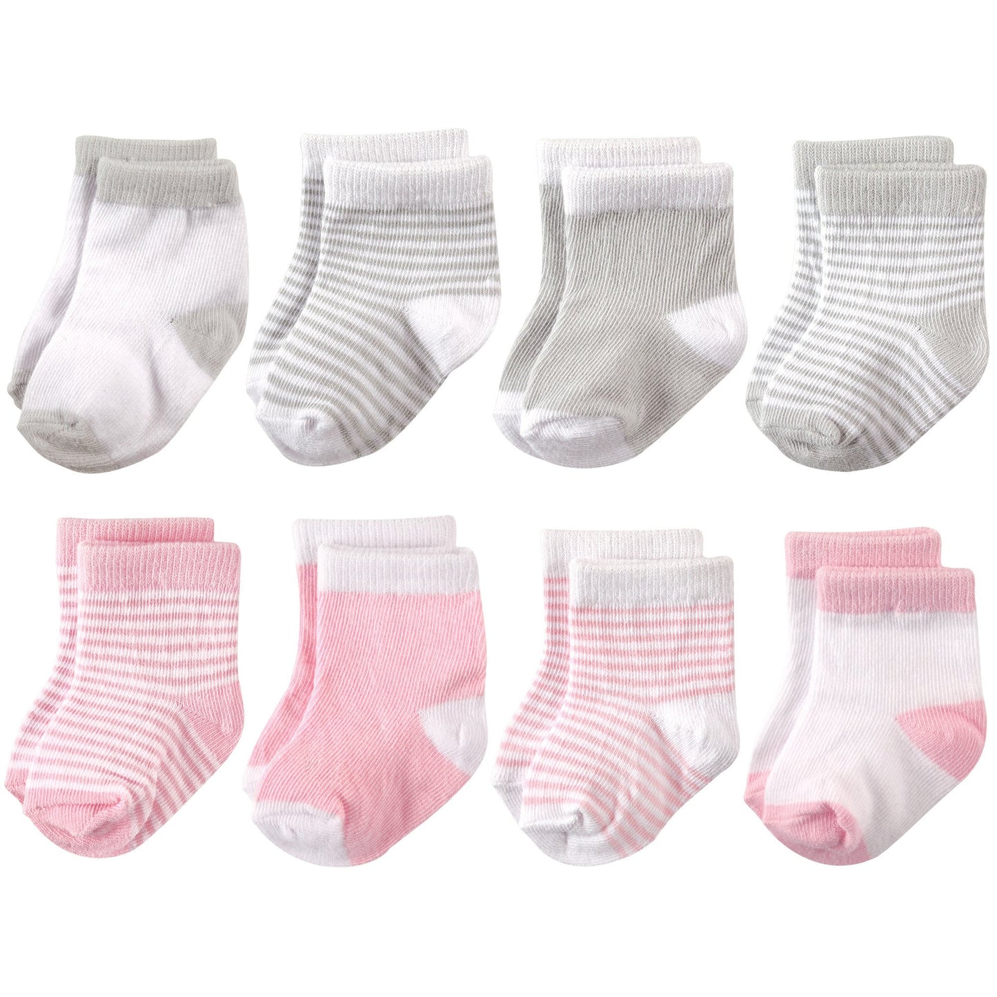 Hudson Baby Unisex Cotton Rich Newborn And Terry Socks, Light Pink Gray, 12-24 Months Us