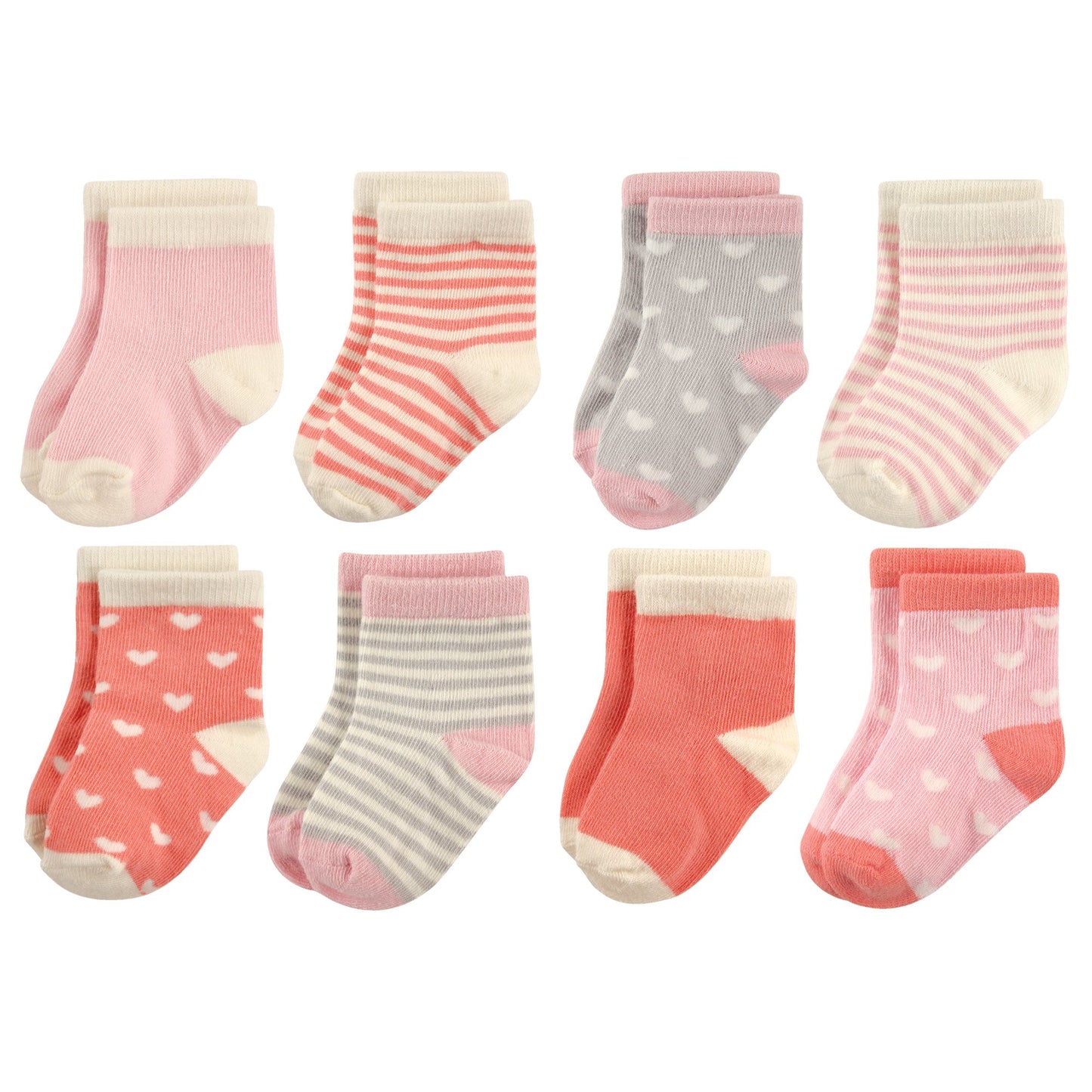 Hudson Baby Unisex Cotton Rich Newborn And Terry Socks, Hearts, 6-12 Months Us