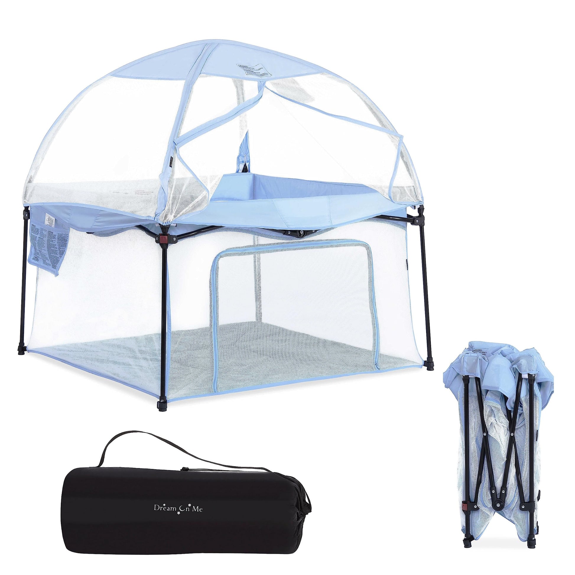 Dream On Me Ziggy Square Playpen With Canopy | Baby Playpen | Portable And Lightweight | Playpen For Babies And Toddler | Blue
