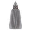 Knelor Kids Hooded Velvet Cloak Robe Halloween Cosutme Cape Fancy Cosplay Costumes 3 To 16 Years (L/Age 8-16, Gray)
