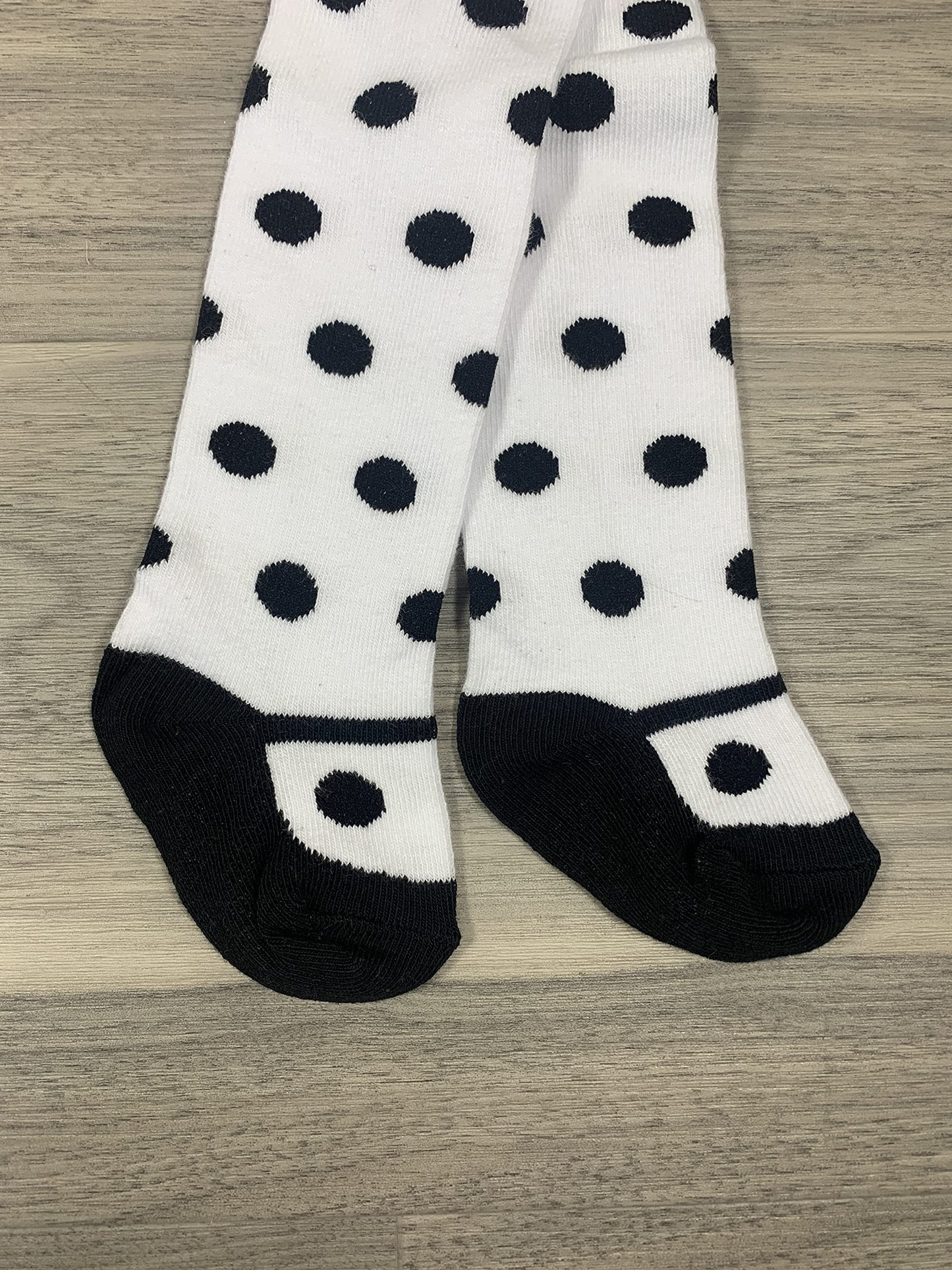 Hip Hop 50 'S Shop Baby Girls Cotton Thick Polka Dot Tights Leggings Seamless Stockings For Infant Newborn (White W/Black Dots,