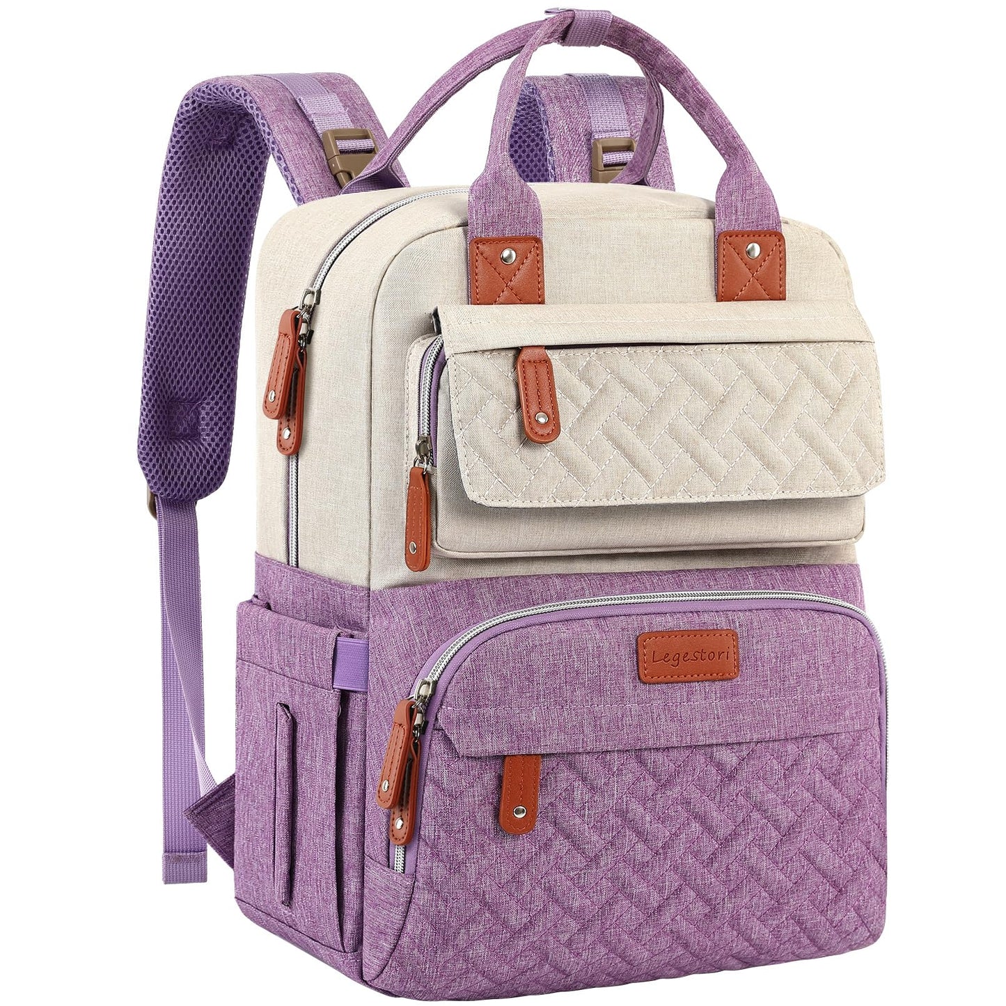 Diaper Bag Backpack, Large Unisex Baby Bags for Boys Girls, Purple Baby Nappy Diaper Bag, Multipurpose Travel Back Pack for Moms
