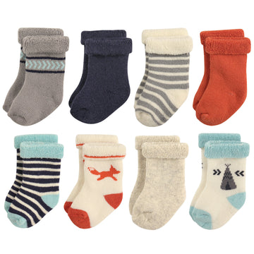 Hudson Baby Unisex Cotton Rich Newborn And Terry Socks, Boy Fox, 6-12 Months