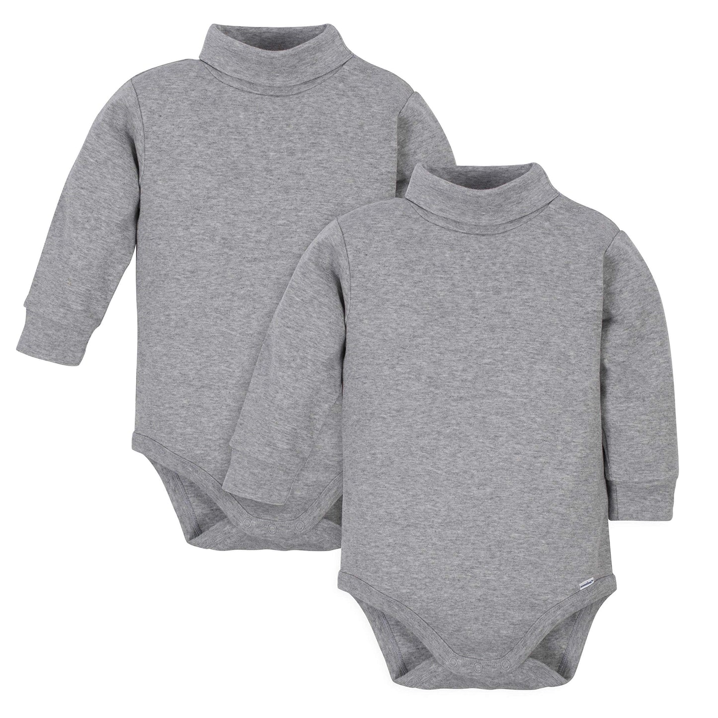 Gerber 2-Pack Long Sleeve Turtleneck Onesies Bodysuits, Gray, 3T Us