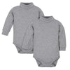 Gerber Baby Boys 2-Pack Long Sleeve Turtleneck Onesies Bodysuits Footie, Gray, 12 Months Us