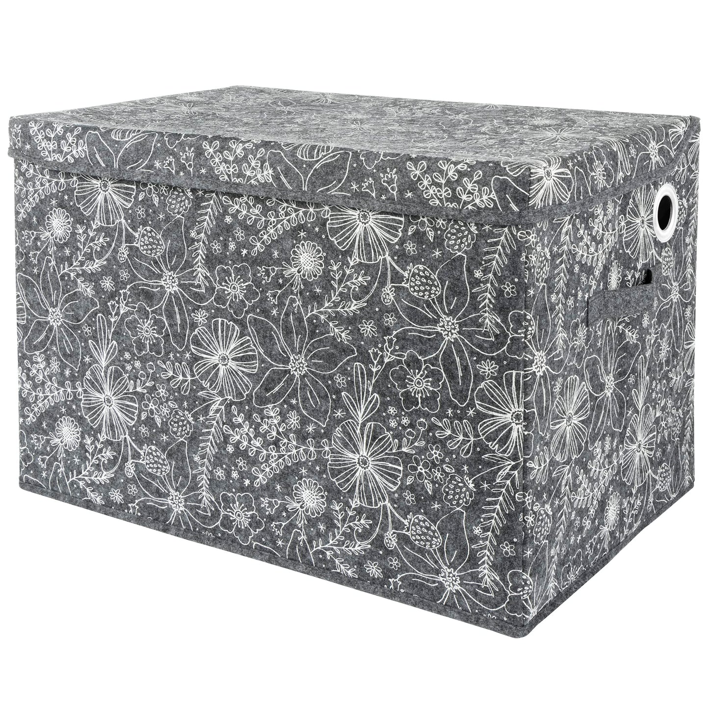 Sammy & Lou Collapsible Felt Soft Toy Box for Toddlers Toy Storage Organizer with Handles and Hinged Lid, 22 x 14.5 x 15 inches,