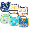 2Ooya 6Pcs Waterproof Toddler Bibs Baby Feeding Bib Set With Crumb Catcher Pocket Infant Adjustable Baby Teething Bib Babies Sle