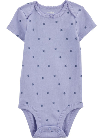 Simple Joys By Carter'S Baby Girls Short-Sleeve Bodysuit Shirt, Violet/Pink/Butterfly, Newborn Us