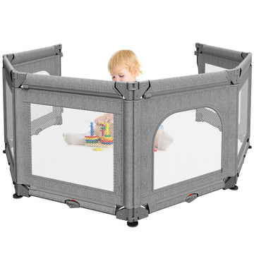 Portable Playpen For Babies And Toddlers With Foldable Adjustable Shape & Size, 21 Square Feet, Baby Fence