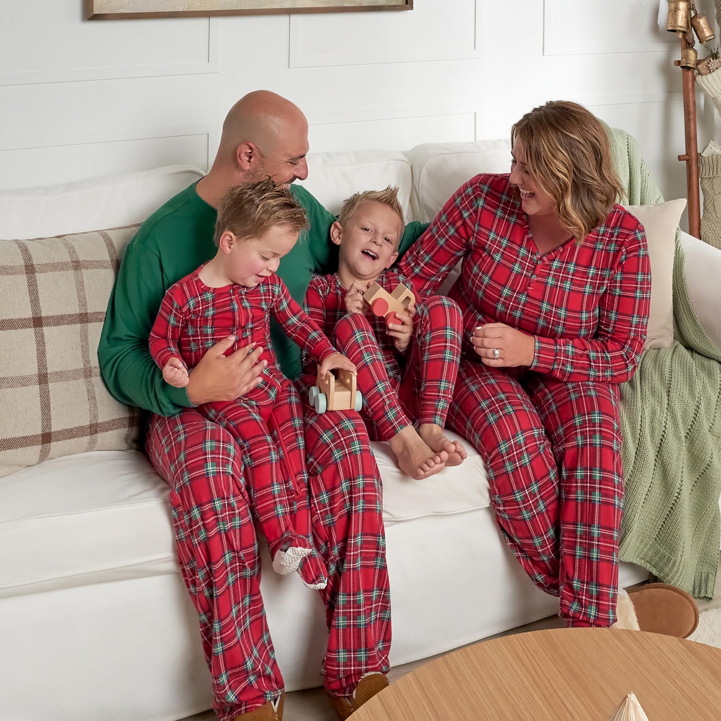 Gerber Unisex Baby Kid 2-Piece Holiday Family Matching Pajamas, Red Stewart Plaid