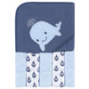 Hudson Baby Unisex Baby Hooded Towel And Five Washcloths, Sailor Whale, One Size