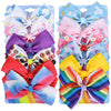 Eygla 12Pcs 5 Inch Hair Bows For Girls, Rainbow Grosgrain Ribbon Hair Bows Alligator Clips - 12 Multi Colors For Little Girls To