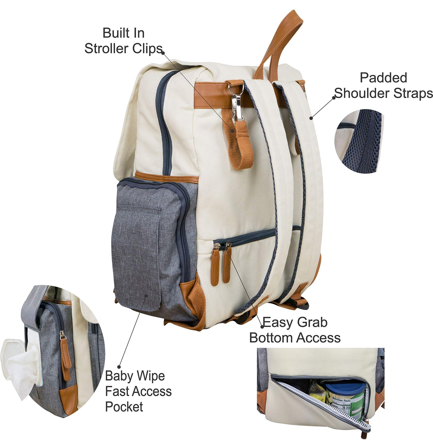 Cutie Carry Diaper Bag Backpack With Baby Pad Insulated Pocket Stroller Straps Wipe Dispenser Padded Shoulder Large Fashion Bags