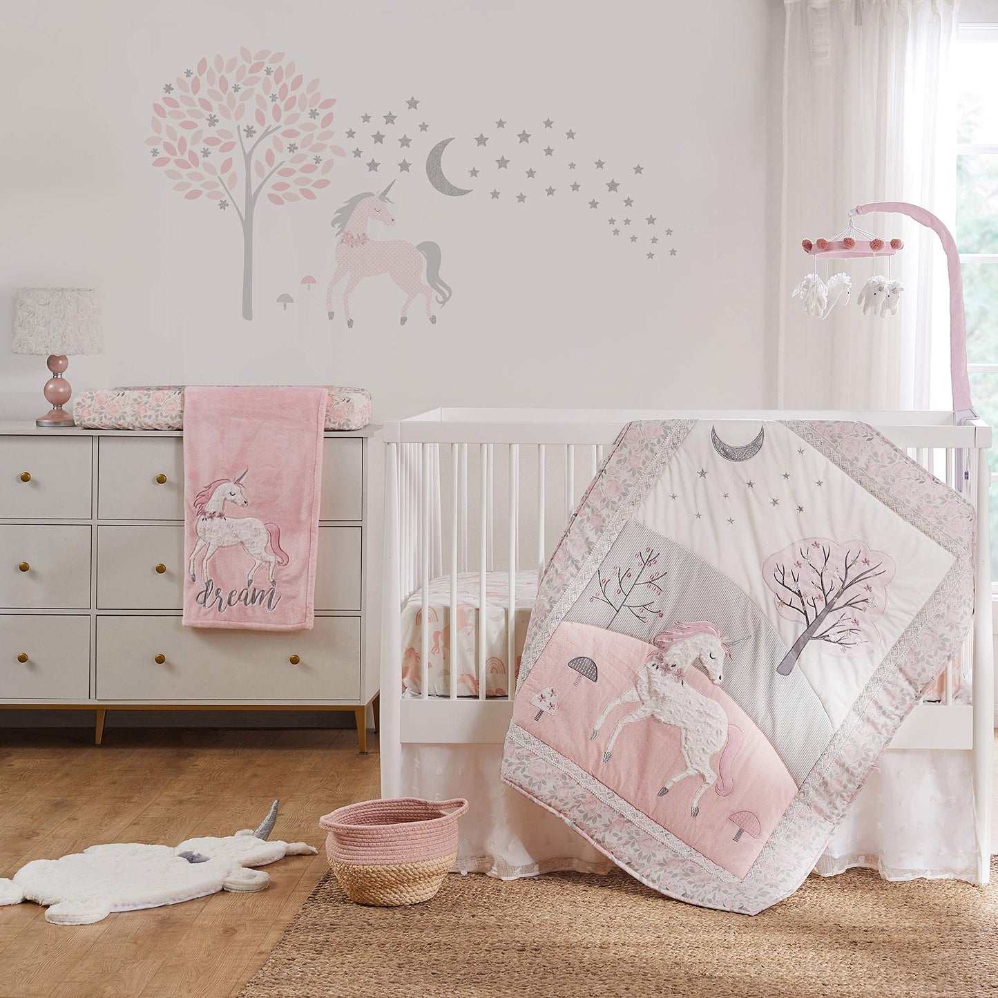 Levtex Baby - Colette Playmat - Unicorn - White, Pink And Grey - Nursery Accessories