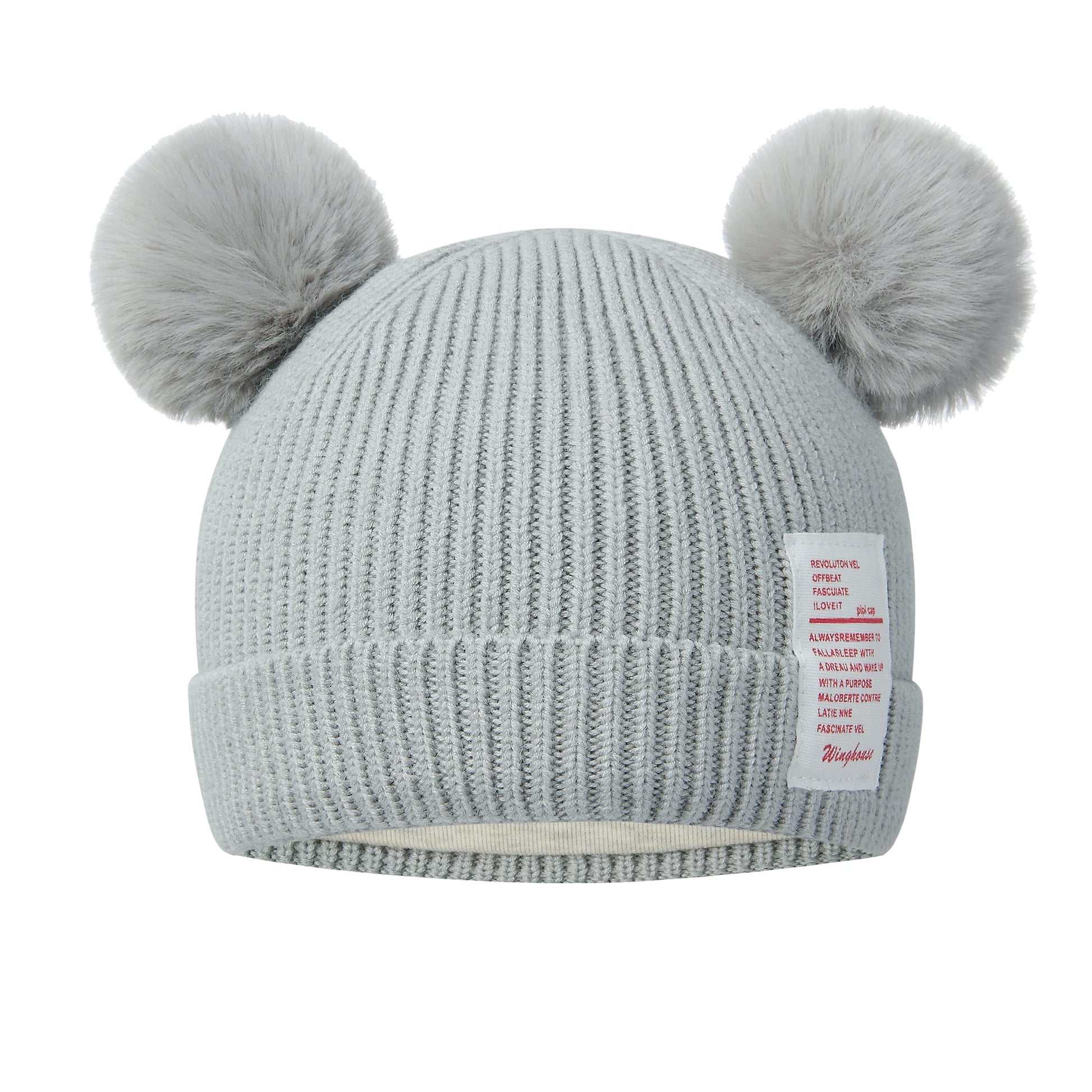 Abronda Christmas Winter Baby Hats Soft Warm Infant Knitted Pom Pom Beanie Bear Hats For Toddler Boys Girls - Grey