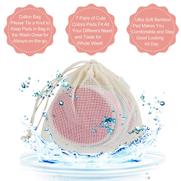 Nursing Breast Pads (14 Pack) + Laundry Bag & Travel Storage Bag, 4.7 Inch Option - Washable & Reusable Breastfeeding Nursing Pa