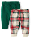 The Children'S Place,Baby Boys,And Newborn Knit Pull On Pants,Green/Red Plaid 2-Pack,18 Months,24 Months