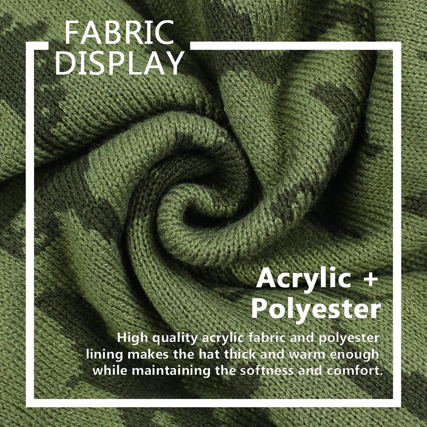 Jangannsa Knitted Baby Hat Scarf Set Winter Warm Boys Girls Beanie Fleece Lining Toddler Kids Hats With Pompom (Olive Green Hat,