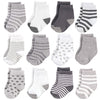 Hudson Baby Baby Boys Cotton Rich Newborn And Terry Casual Sock, Gray White Star, 6-12 Months Us