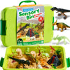 Klever Kits Dinosaurs Sensory Bin Toys for Toddlers with Glow in The Dark Dinosaurs, Sandbox with Lid Magic Sand, Preschool Lear