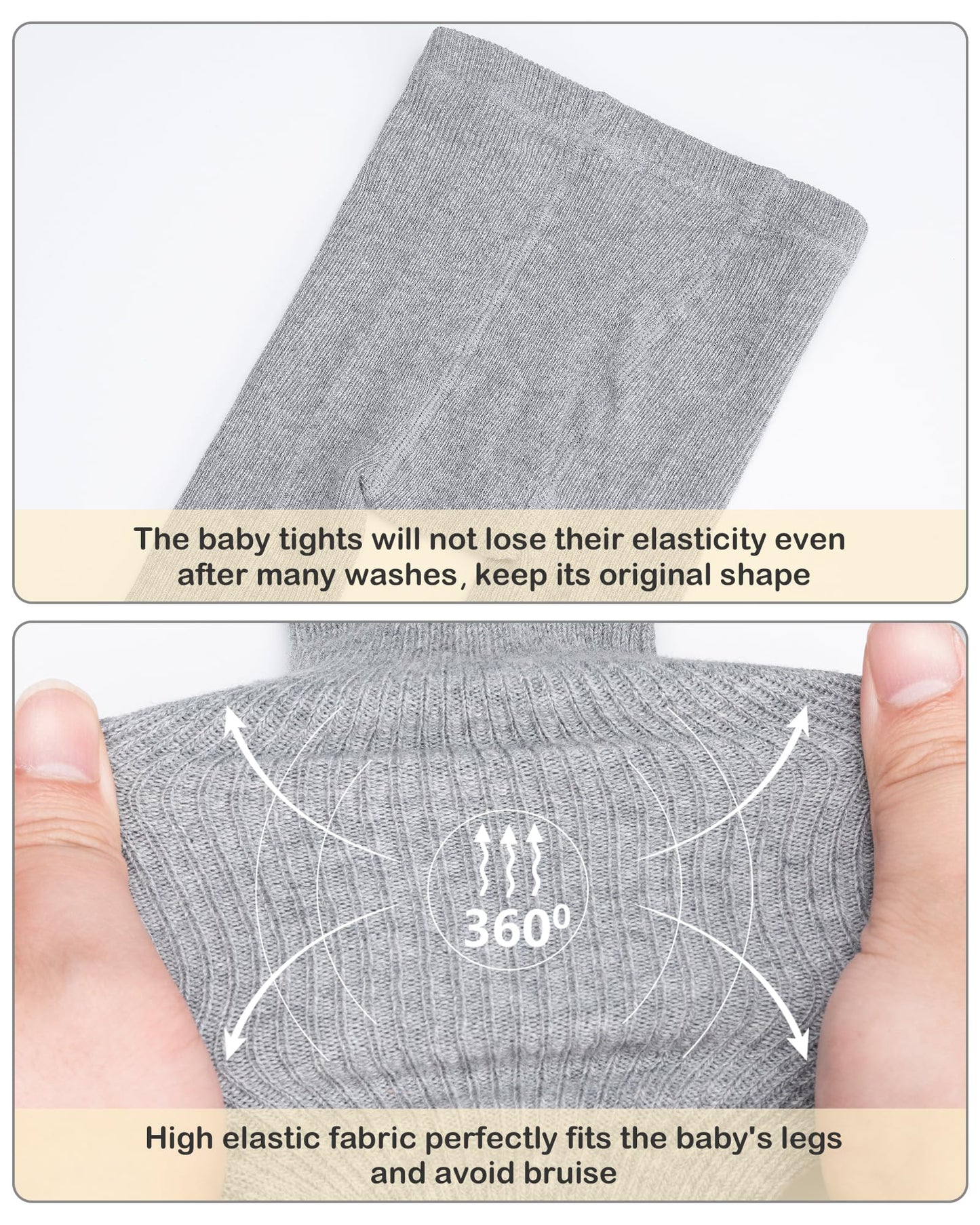 Stelle Toddler Girls Tights Baby Seamless Knit Thick Cotton Leggings Pantyhose(Infants/Kids/Childern)(Grey,3Xs)