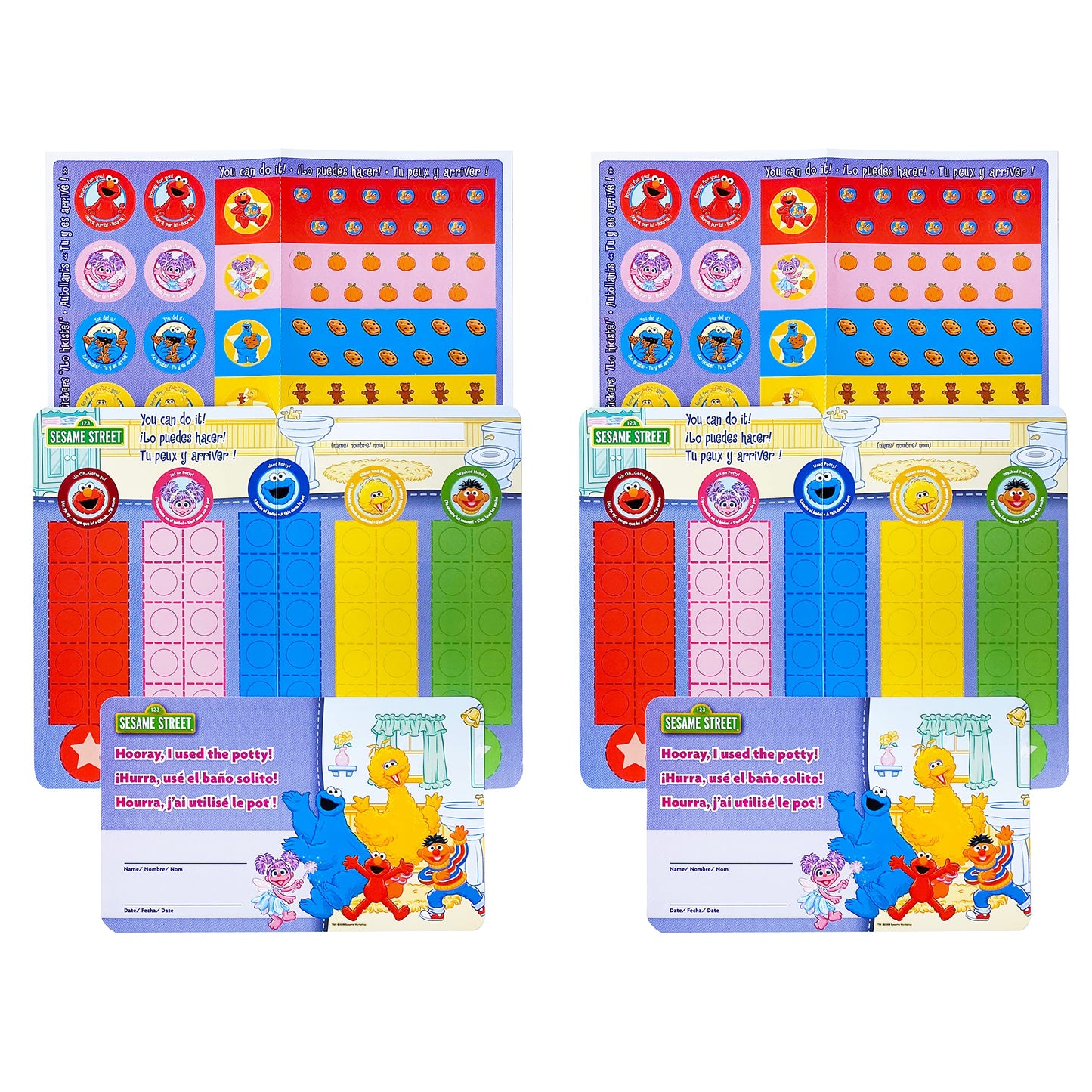 Sesame Street Potty Training Stickers Rewards Kit for Kids Learning to Use The Toilet, Multicolor, 2 Piece
