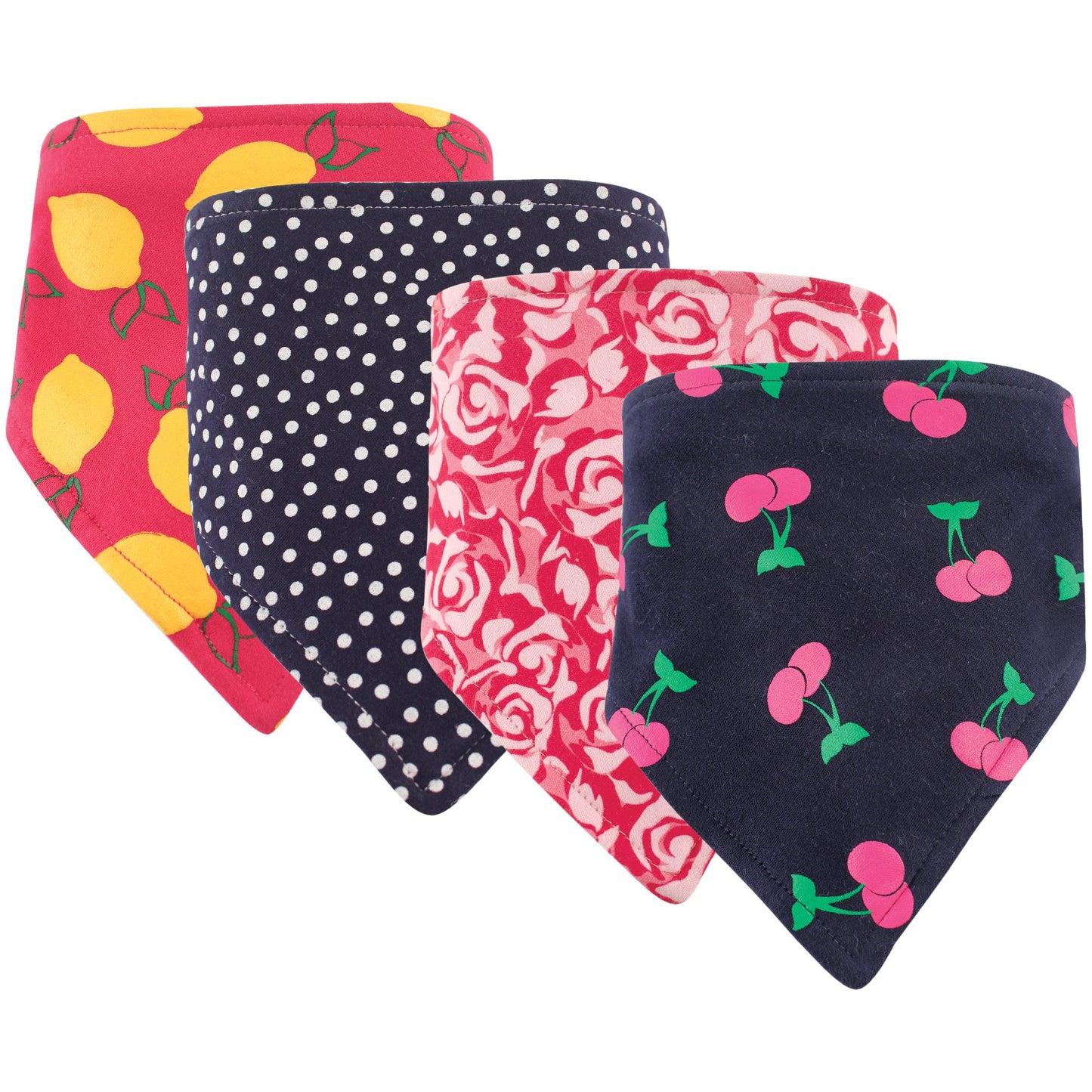 Hudson Baby Unisex Baby Cotton Bandana Bibs, Cherry, One Size