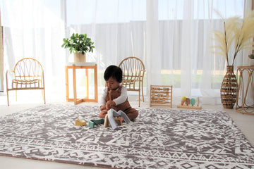 Cushmat Stylish Reversible Foam Play Mat (Large, Explorer - Ash Rose) - Soft, Waterproof, Durable Play Mat For Infants, Babies,