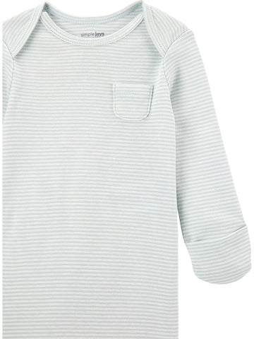 Simple Joys By Carter'S Unisex Baby 3-Pack Neutral Cotton Sleeper Gown Wearable Blanket, Avocados/Heather/Stripe, Newborn Us