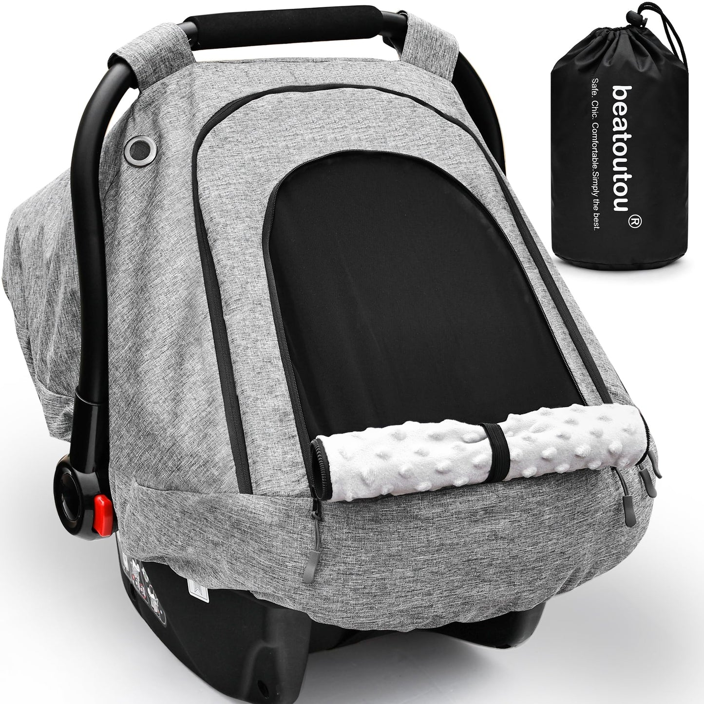 beatoutou Baby Car Seat Cover,Patented Waterproof Baby Carseat Cover for Boys & Girls,Infant Car Seat Cover Canopy for Girls,Win