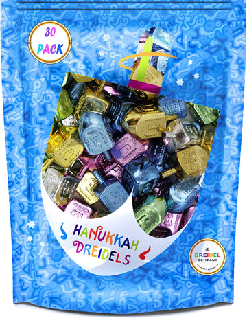 The Dreidel Company Hanukkah Metallic Multi-Colored Draydels With English Translation, Spinning Tops Includes Game Instruction C