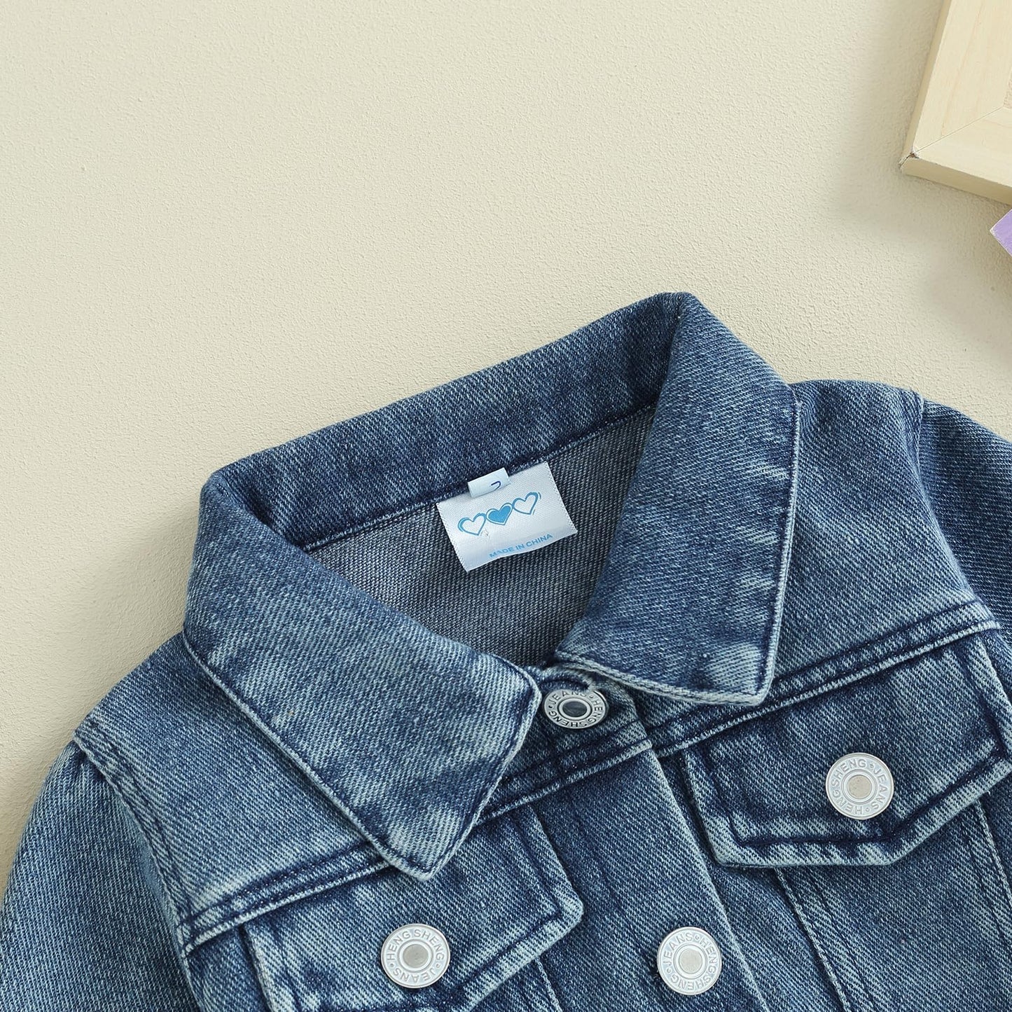 Visgogo Toddler Baby Girl Jacket Big Sis Matching Set Embroidery Jean Long Sleeve Cardigan Button Denim Coat (Blue-Big Sis, 18-2