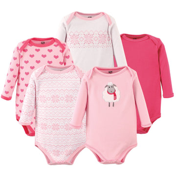 Hudson Baby Unisex Baby Cotton Long-Sleeve Bodysuits, Sheep, 0-3 Months