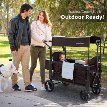 Momfann Stroller Wagon For 2 Kids, Baby Wagon Stroller With Adjustable Handle For Infants And Toddlers Includes Canopy & Organiz