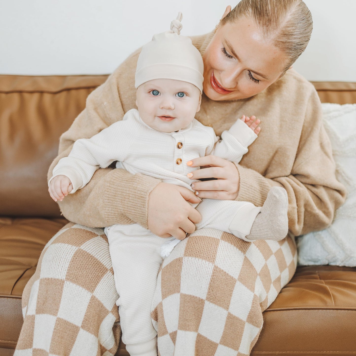 Konssy 6 Pack Baby Newborn Hats Set Knot Beanie Hats Soft For Infant Baby Girls Boys Caps 0-6 Months