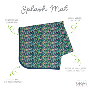 Bapronbaby Desert Floral Splash Mat - Waterproof Catch-All For Under High Chairs, Floors, Tables, Playtime Or Arts & Crafts - Ma