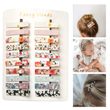Fancy Clouds Hair Clips For Girls Women Toddler Baby,Assorted 20Pcs Flower Fabric Fully Lined Small Alligator Clips Hair Accesso